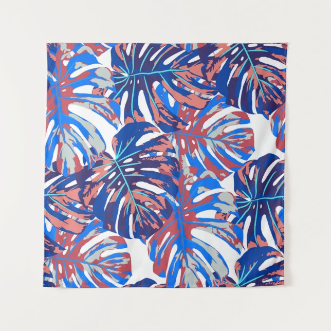 Monstera leaves seamless pattern tapestry (Front)