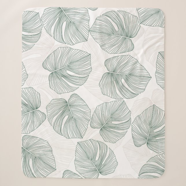 Monstera leaves seamless pattern. Tropical pattern Sherpa Blanket (Front)