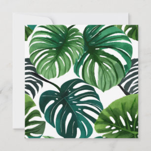 Monstera Leaves Simple Modern Watercolor Card