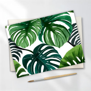 Monstera Leaves   Simple Modern Watercolor Postcard