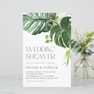 Monstera Leaves Summer Wedding Shower Invitation