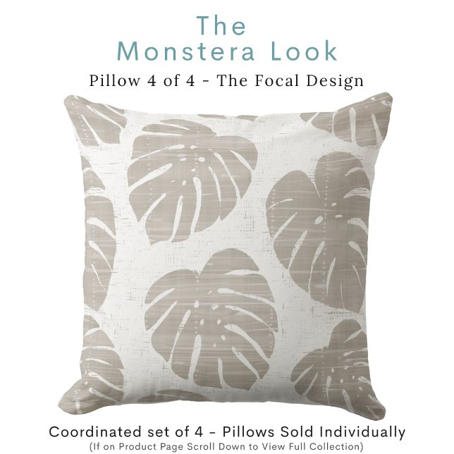 Monstera Leaves Throw Pillow (Creator Uploaded)