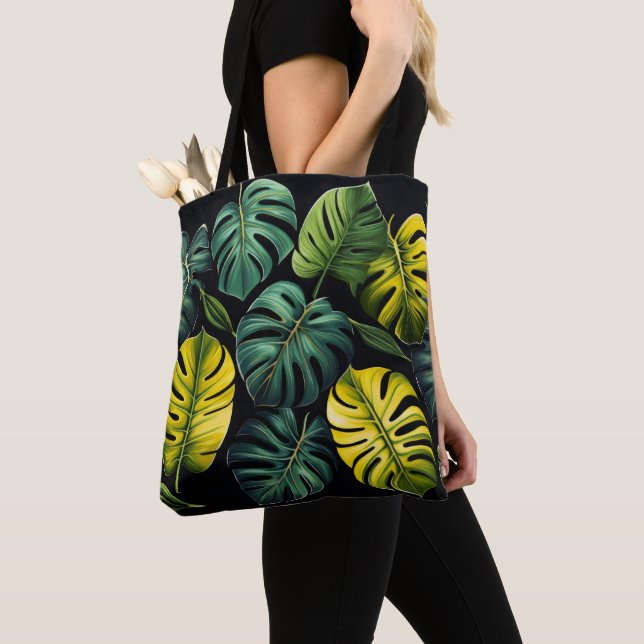Monstera Leaves Tote Bag (Close Up)