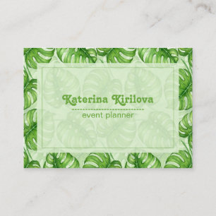 Monstera leaves tropical design business card