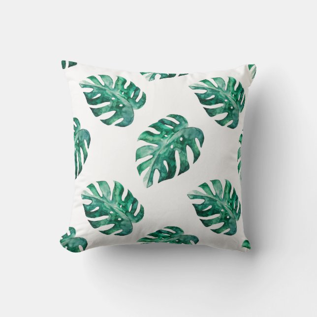 Monstera leaves. Tropical illustration pattern Cushion (Front)