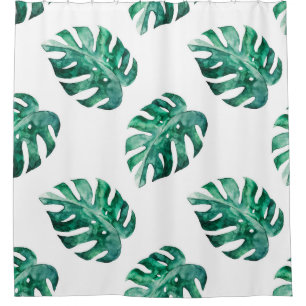 Monstera leaves. Tropical illustration pattern Shower Curtain