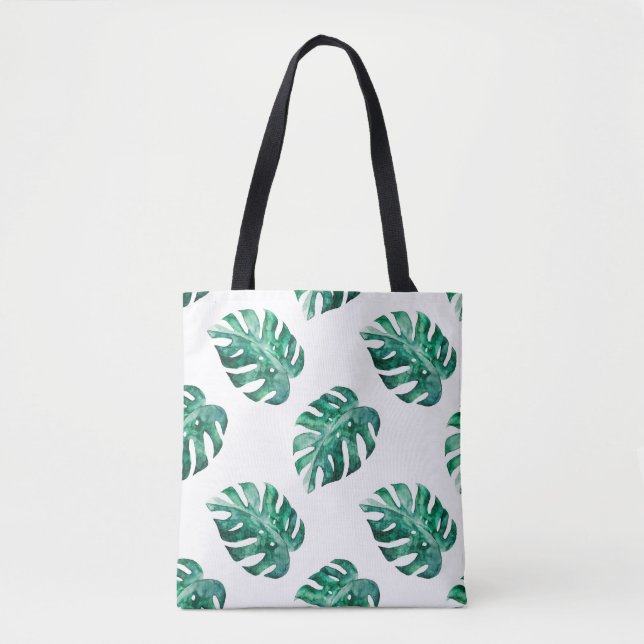 Monstera leaves. Tropical illustration pattern Tote Bag (Front)