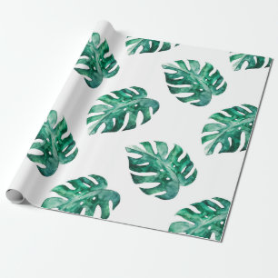 Monstera leaves. Tropical illustration pattern Wrapping Paper