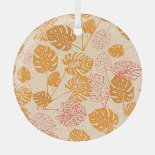 Monstera leaves: tropical silhouette seamless glass tree decoration