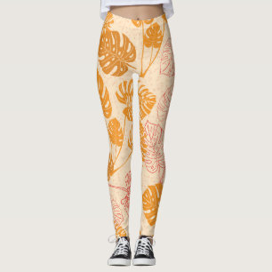Monstera leaves: tropical silhouette seamless leggings