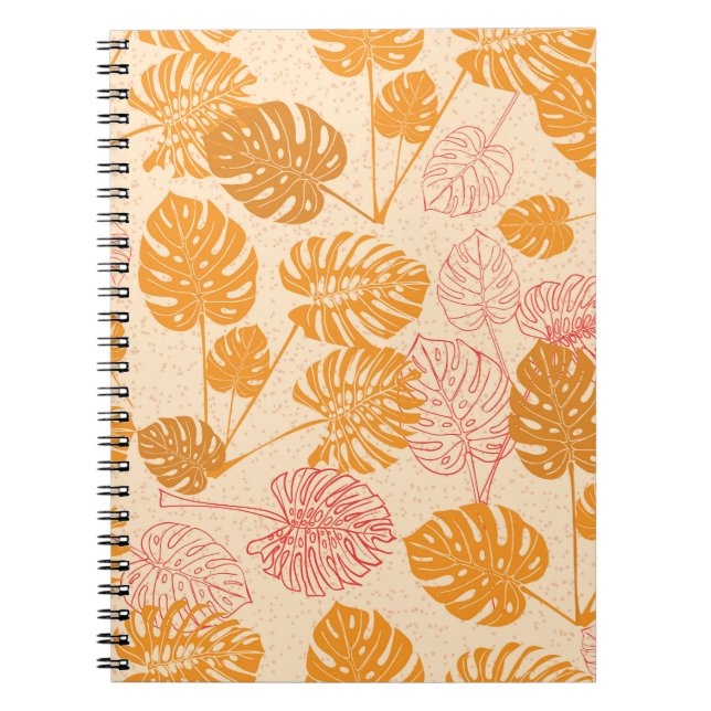 Monstera leaves: tropical silhouette seamless notebook (Front)