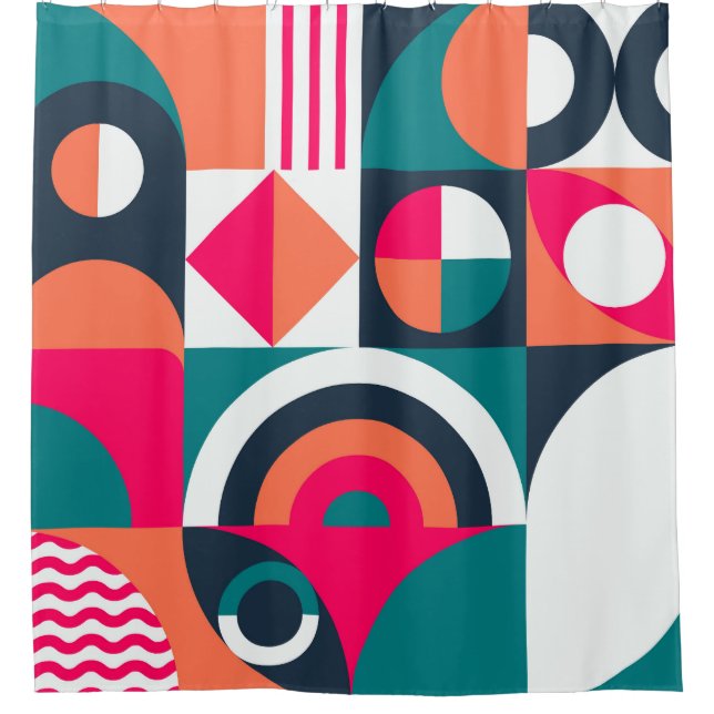 Monstera Leaves: Tropical Vintage Pattern Shower Curtain (Front)