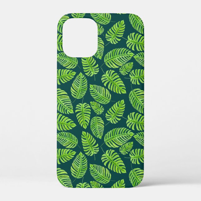 Monstera leaves, tropical watercolor pattern Case-Mate iPhone case (Back)