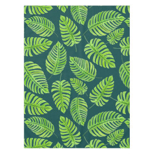 Monstera leaves, tropical watercolor pattern tablecloth