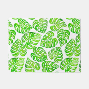 Monstera leaves watercolor doormat