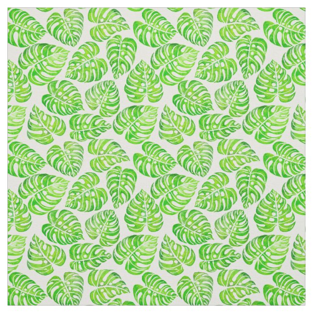 Monstera leaves watercolor fabric (Swatch)