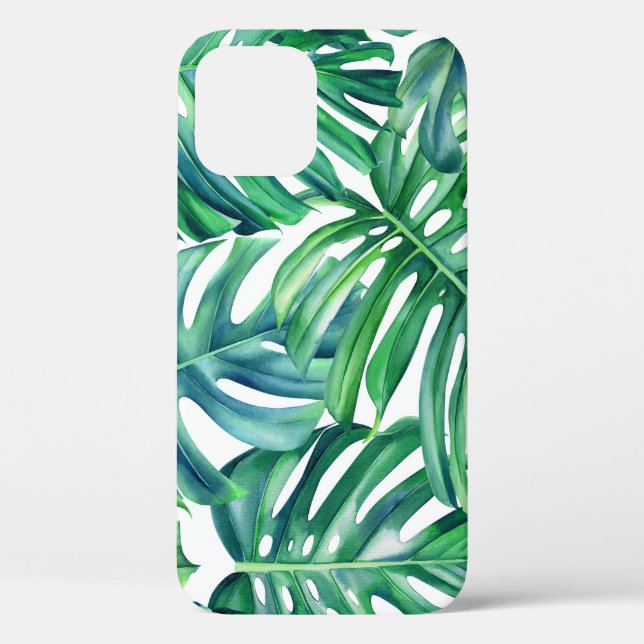 Monstera Leaves: Watercolor Jungle Pattern. Case-Mate iPhone Case (Back)