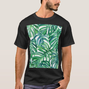 Monstera Leaves: Watercolor Jungle Pattern. T-Shirt