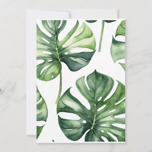 Monstera Leaves Watercolor Painting Invitation