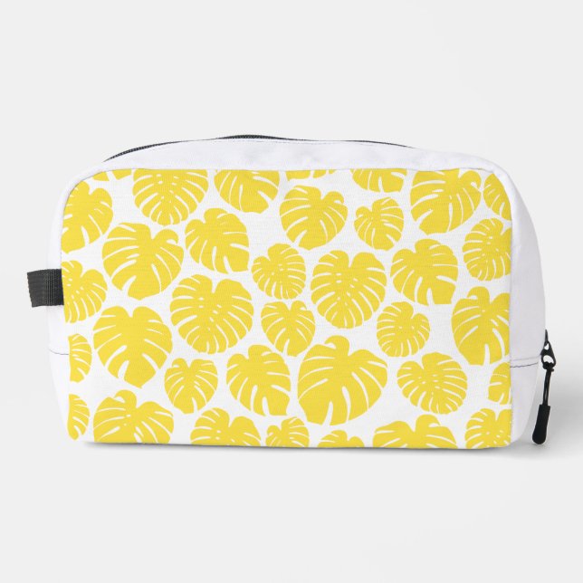 Monstera - Lemon Yellow and White Dopp Kit (Front)