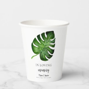 Monstera Memorial Custom Celebration of Life Paper Cups