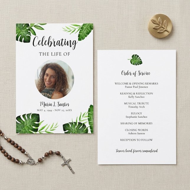Monstera Memorial Order of Service Celebration Programme (Creator Uploaded)