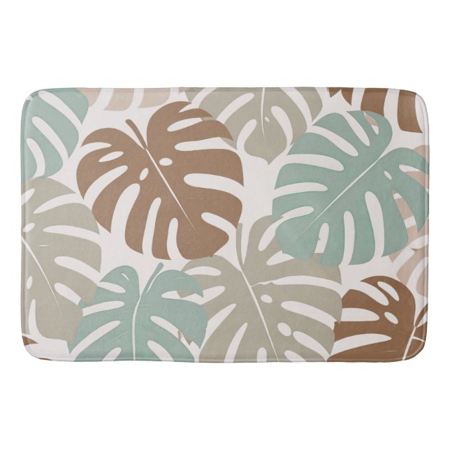 Monstera modern hawaii boho bath mat (Front)