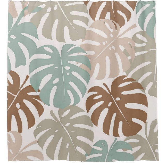 Monstera modern hawaii boho shower curtain (Front)