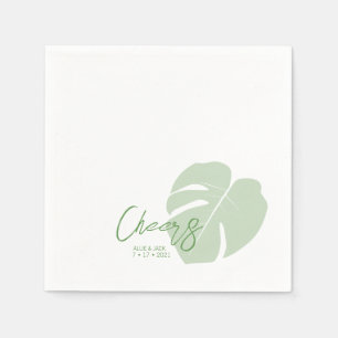 Monstera • Modern Tropical Wedding • Green Leaves Napkin