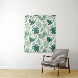Monstera Mood – Tropical Leaf Pattern Fabric Tapes Tapestry