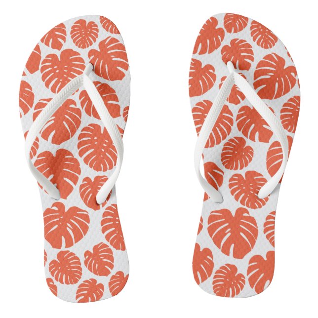 Monstera - Orange and White Jandals (Footbed)