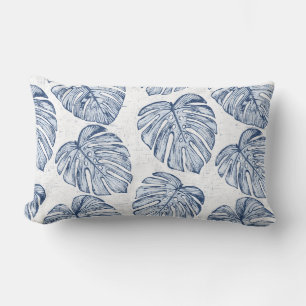 Monstera Palm Leaves Lumbar Pillow