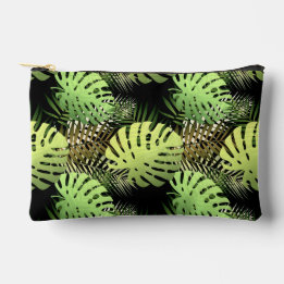 Monstera Palm Leaves Tropical Jungle Pattern Accessory Pouch