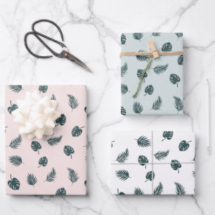 Monstera Palm Leaves Tropical Pattern Wrapping Paper Sheet