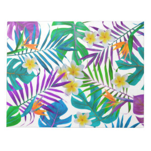 Monstera Palm Trees Plumeria Birds of Paradise Notepad