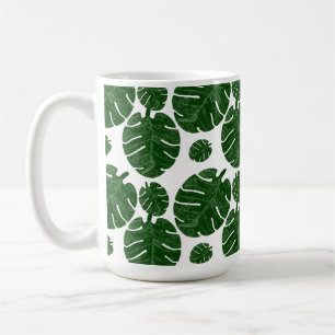 Monstera pattern coffee mug