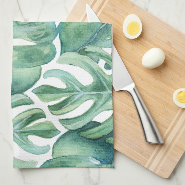 Monstera Pattern Tea Towel (Quarter Fold)