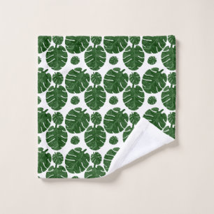 Monstera pattern wash cloth