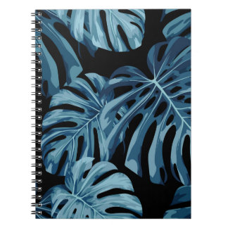 Monstera plant: blue leaves pattern. notebook