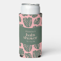 Monstera Plant Botanical Pink Green Baby Shower