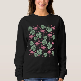 Monstera Plant Flamingo Pattern Sweatshirt