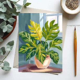 Monstera Plant   Green Botanical Watercolor Postcard