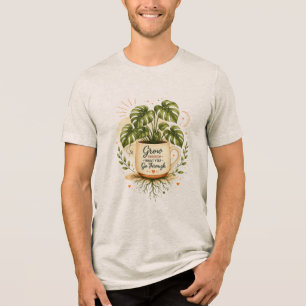 Monstera Plant in Coffee Mug Cosy Botanical Tri-Blend Shirt