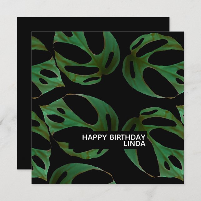 Monstera Plant Pattern Illustration Leaf Birthday Card (Front/Back)