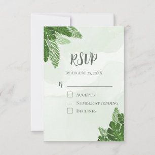 Monstera RSVP Card Tropical Greenery Pale Green