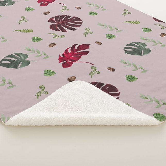 Monstera Seamless pattern design   Sherpa Blanket (3/4)