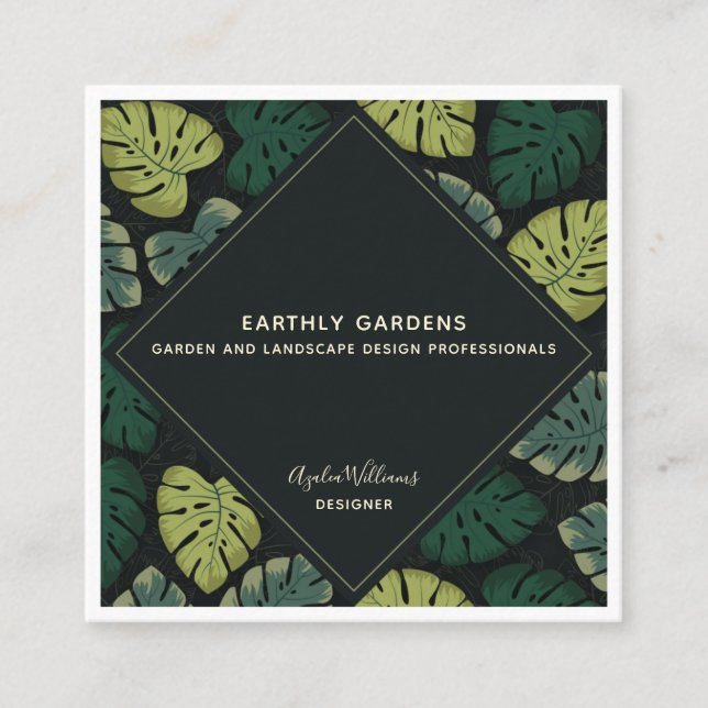 Monstera  square business card (Front)
