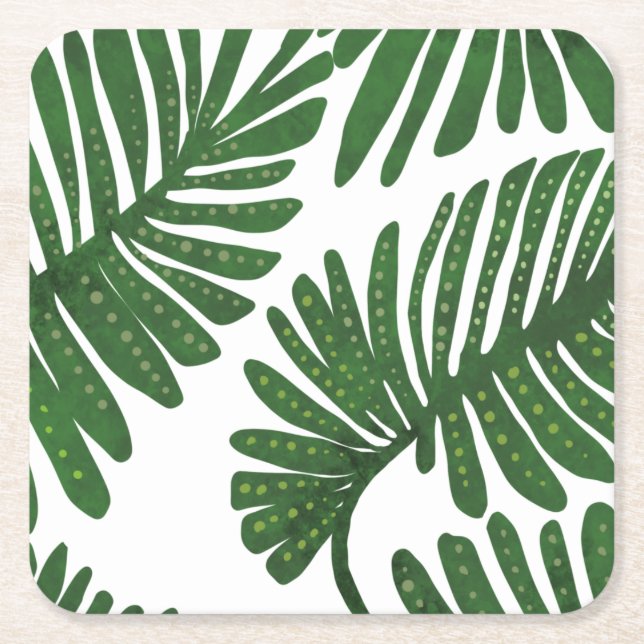 Monstera Square Paper Coaster (Front)