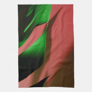 Monstera Swiss Cheese Plant red green Dish Tea Towel