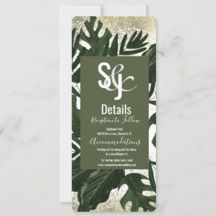 Monstera Tropical Faux Gold Splash Details Invitation